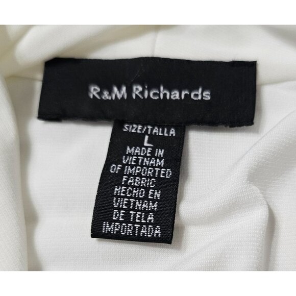 R&M Richards Women's Open Front White Cardigan 3/4 Sleeves Ltweight SZ L Career - Picture 5 of 10